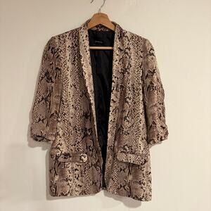 Y2K Stradivarius Snakeskin Print Blazer Womens Size S Animal Print Statement